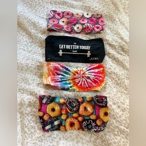 JUNK Tie-Dye & Black Motivational Stretch Headband Set - Multicolor/Black